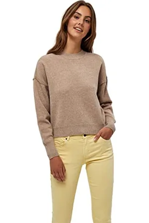 DESIRES Gabi Round Neck Pullover, Brown Jumpers For Women Uk, Spring Ladies Jumpers, Size S