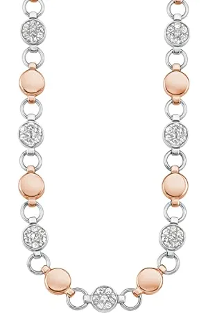 QS by s.Oliver Necklace stainless steel woman necklace, with crystal, 42+3 cm, bicolor, comes in jewelry gift box