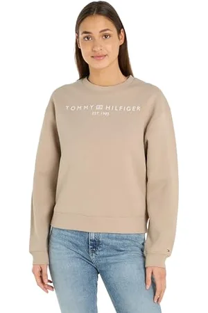 Tommy Hilfiger Women Mdrn Reg Corp Logo C-Nk Swtshrt Sweatshirts, Beige, XXS