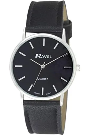 Ravel Unisex Classic Everyday Watch - Black/Silver Tone/Black/Modern Index