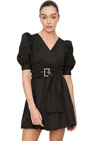 Trendyol FeMan Mini Skater Regular fit Woven Dress,Black,34