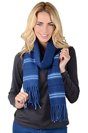 Autumn Faith Womens Scarf Long Soft Woven Checked Design Twist Fringe Scottish Hebrides Tweed Pattern Ladies Autumn Winter Fashion