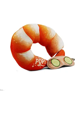 Oh My Pop! Prawn-Neck Travel Pillow and Sleeping Mask, , 27 x 36 cm