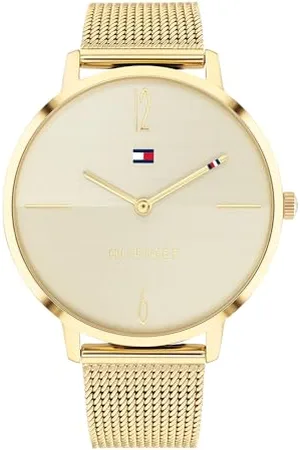 Tommy Hilfiger Analogue Quartz Watch for Women with Gold Colored Stainless Steel mesh Bracelet - 1782339