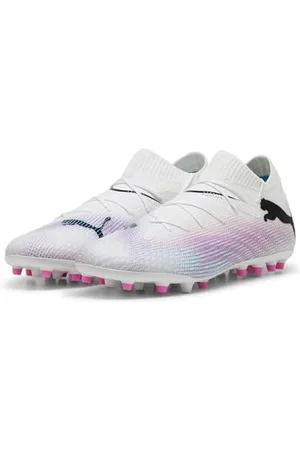 PUMA Men Future 7 Pro Mg Soccer Shoes, White- Black-Poison Pink, 12 UK