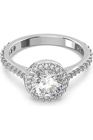 Swarovski Constella Cocktail Ring, White Brilliant Cut and Pavé Crystals in a Rhodium Plated Setting, from the Constella Collection, Size 60