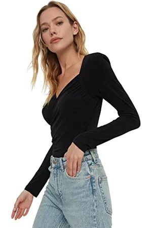 Trendyol Woman Unifarben Wadding detailed Knit Bodysuits