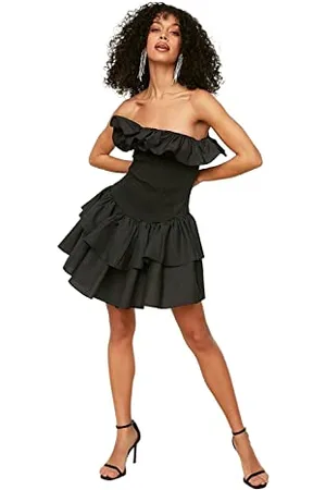 Trendyol Women Glam Mini Skater Fitted Woven Dress