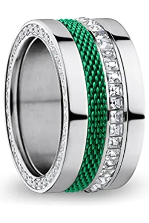 Bering Exchangeable Ring Combination for Women in Silver and Green with the Distinctive Twist and Change System, Ganges