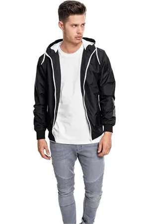 Urban classics Mens Clothing Contrast Windrunner, Black, Small