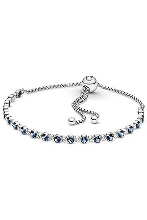 PANDORA Timeless Rhodium plated sterling silver bracelet with moonlight blue crystal and clear cubic zirconia, 2