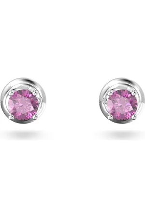 Swarovski Stilla Stud Earrings, Purple Brilliant Cut Stones in Rhodium Plated Setting, from the Stilla Collection