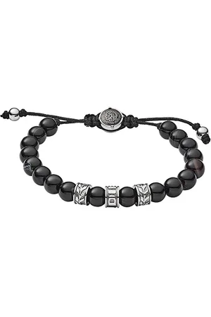 Diesel Bracelet for Men Beads, 16.5 cm-25 cm black Semi-Precious Bracelet, DX1101040