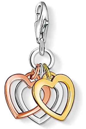Thomas Sabo Women Charm Pendant Hearts Tricolour Charm Club 925 Sterling Silver 0959-431-12