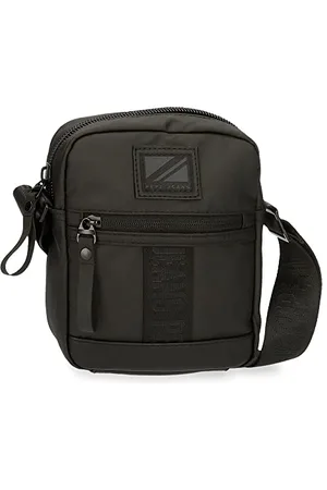 Pepe Jeans Hoxton Messenger Bag Black 15 x 19 x 6 cm Polyester and PU, , One Size, Crossbody bag