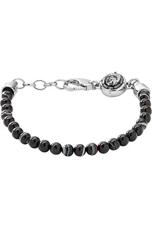 Diesel Bracelet for Men , 18.5 cm, 5 cm extender black Stainless Steel Bracelet, DX0848040