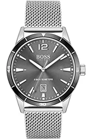 HUGO BOSS Analogue Quartz Watch for Men with Silver Stainless Steel mesh Bracelet - 1513900