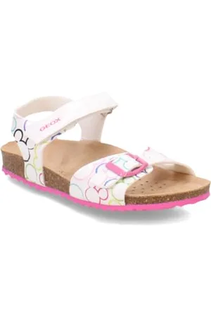 Geox J Adriel Girl C Sandal, White multi-coloured, 7 UK Child