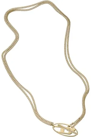 Diesel Unisex Oval D Logo Stainless Steel Necklace, DX1567710