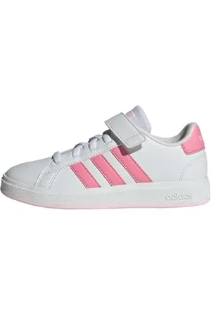 adidas Grand Court Elastic Lace and Top Strap Shoes Sneaker, Cloud White/Bliss Pink/Clear Pink, 5 UK Child