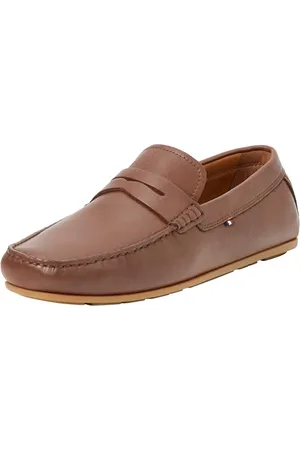 Tommy Hilfiger Men Loafers Casual Leather Driver, Brown (Winter Cognac), 40