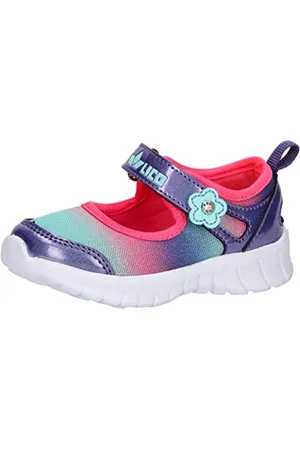 LICO Girls Curly V First walking shoe, Pink, Purple, Turquoise, 4.5 UK Child