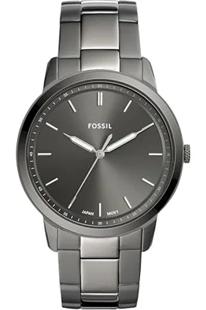 Fossil Watch for Men The Minimalist 3H, Quartz Movement, 44 mm Smoke Stainless Steel Case with a Stainless Steel Strap, FS5459
