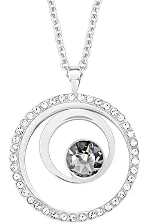 QS by s.Oliver Necklace with pendant stainless steel woman necklace, with crystal, 42+3 cm, , comes in jewelry gift box