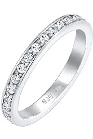 Elli Ring Ladies Band Memoire with crystals in 925 sterling silver