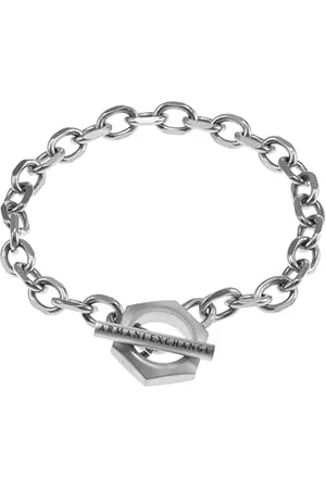Armani Exchange Bracelet for Men , Length: 220MM, Width: 17.5MM, Height: 20MM Silver Stainless Steel Bracelet, AXG0103040