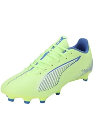 PUMA Unisex Ultra 5 Play FG/AG Soccer Shoe, Fizzy Apple White-BLUEMAZING, 8.5 UK