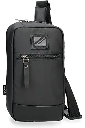 Pepe Jeans Straps Black Shoulder Bag 14x25x6 cm Polyester with Synthetic Leather details