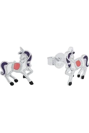 Prinzessin Lillifee Orecchini a bottone Orecchini per bambine in argento sterling 925, 1 cm, argento, unicorno, forniti in confezione regalo per gioielli, 2034216