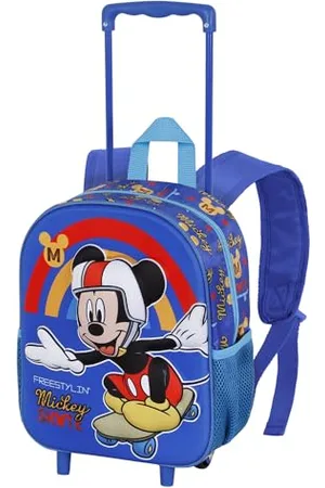 Disney Mickey Mouse Freestyle-Small 3D Backpack with Wheels, Blue, 26 x 34 cm, Capacity 12.5 L