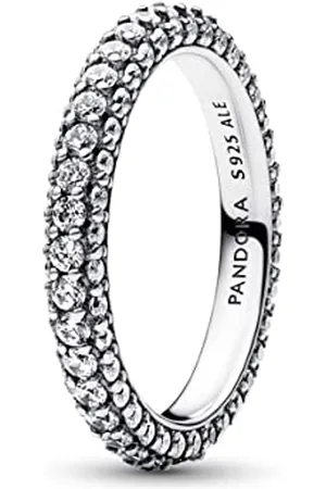 PANDORA Timeless Sterling silver Pavé Single-row ring with clear cubic zirconia, 56
