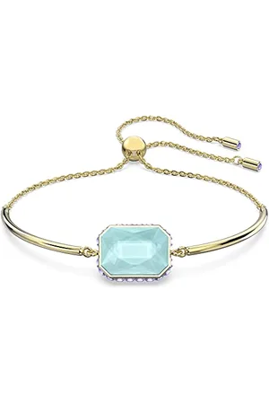 Swarovski Orbita Bracelet, Reversible Bracelet, Blue and Green Octagon Cut Crystals, Gold Tone Plated, from the Orbita Collection