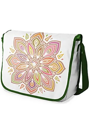 Bonamaison Digitally Printed Messenger School Bag with Khaki Strap for Students, Cross Body Bag, Courier Bag, Shoulder Bag for School, Back to School, Size: 29x36 cm