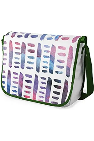 Bonamaison Digitally Printed Messenger School Bag with Khaki Strap for Students, Cross Body Bag, Courier Bag, Shoulder Bag for School, Back to School, Size: 29x36 Cm