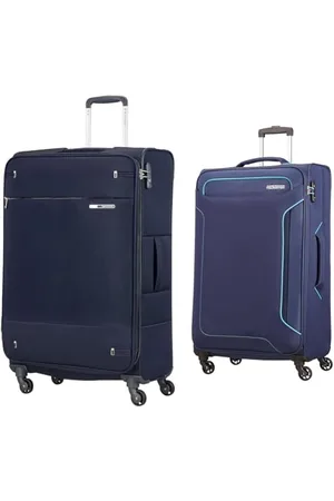 Samsonite Base Boost - Spinner L Expandable Suitcase, 78 cm, 105/112.5 litre, & American Tourister Holiday Heat - Spinner Suitcase, 79.5 cm, 108 litre,tsa padlock, Blue (Navy)