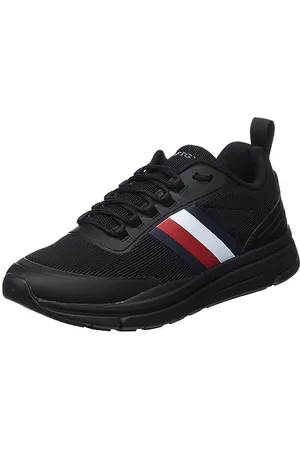 Tommy Hilfiger Men Trainers Modern Runner Stripes Knit, Black (Triple Black), 10 UK