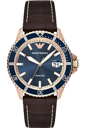 Emporio Armani Men Analog Quartz Watch with Pro-Planet Leather Strap AR11556