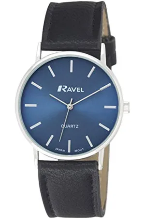 Ravel Unisex Classic Everyday Watch - Black/Silver Tone/Blue/Modern Index