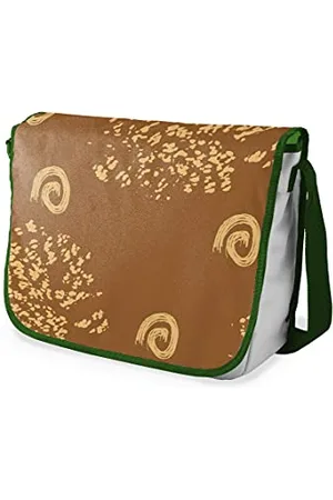 Bonamaison Digitally Printed Messenger School Bag with Khaki Strap for Students, Cross Body Bag, Courier Bag, Shoulder Bag for School, Back to School, Size: 29x36 cm