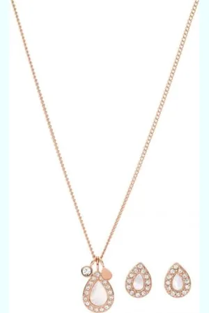 Fossil Set for Women Stevie, Length: 420mm + 50mm, Width: 7.8mm, Height: 10.5mm Rose Gold Stainless Steel Set, JF04029791