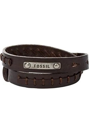 Fossil Bracelet for Men Vintage Casual, Double wrap total length: 480mm brown Leather Bracelet, JF87354040