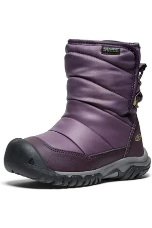 Keen Puffrider Waterproof Snow Boots, Black Plum/Daiquiri Green, 12 UK Child
