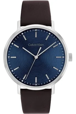 Calvin Klein Analogue Quartz Watch for Men with Dark Brown Leather Strap - 25200052