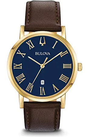 BULOVA Mens Analogue Quartz Watch with Leather Strap 97B177