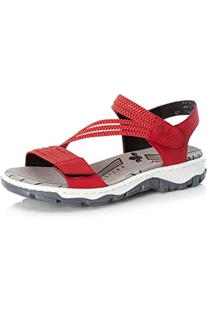 Rieker Women Sandals 68871, Ladies Strappy Sandals,Summer Shoe,Summer Sandal,Comfortable,Flat,Red (Rot / 33),39 EU / 6 UK