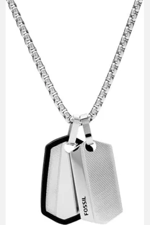 Fossil Necklace for Men Vintage Casual, L: 609.6mm + 50.8mm W: 14.2mm Stainless Steel Necklace, JF03996040